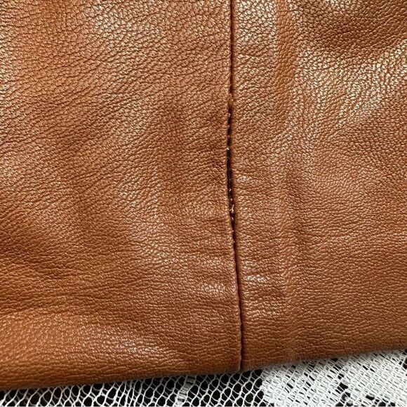 7 For All Mankind High Rise Skinny Vegan Leather Pants in Camel Sz Small - Picture 15 of 17